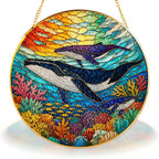 Whale Ocean Stained Glass Suncatcher