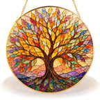 Autumn Tree of Life Stained Glass Suncatcher