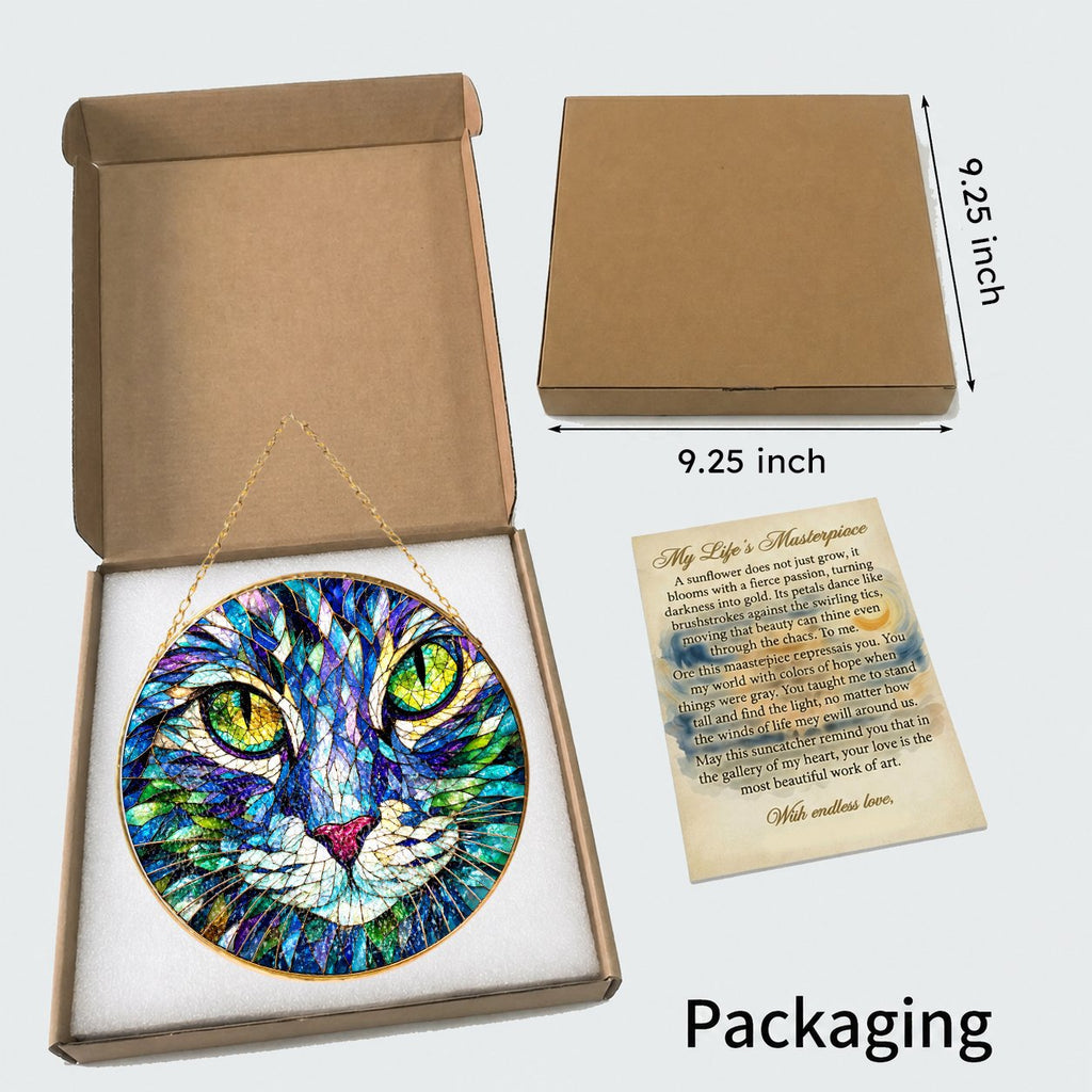 Cat Face Stained Glass Suncatcher