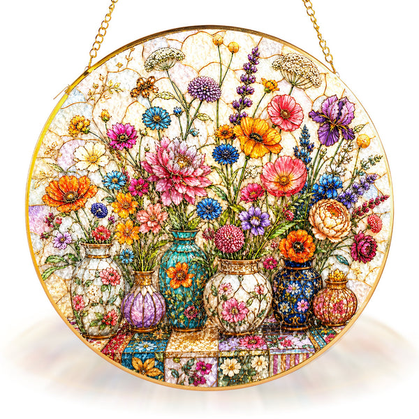 Wildflower Bouquet Stained Glass Suncatcher