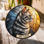 Tabby Cat Memorial Stained Glass Suncatcher