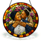 Personalized Floral Mosaic Photo Stained Glass Suncatcher