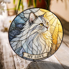 White Cat Memorial Stained Glass Suncatcher
