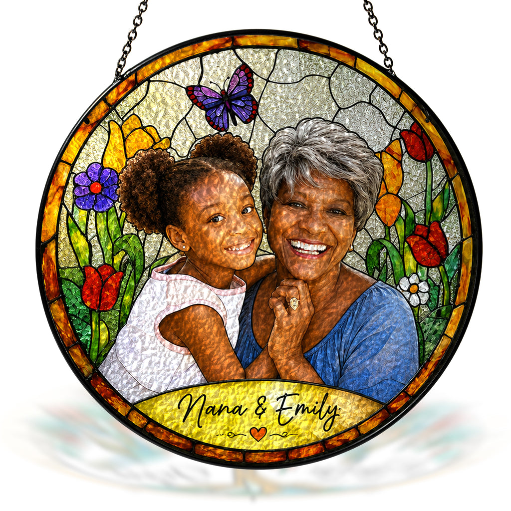 Personalized Spring Garden Photo Stained Glass Suncatcher