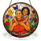 Personalized Butterfly Garden Photo Stained Glass Suncatcher