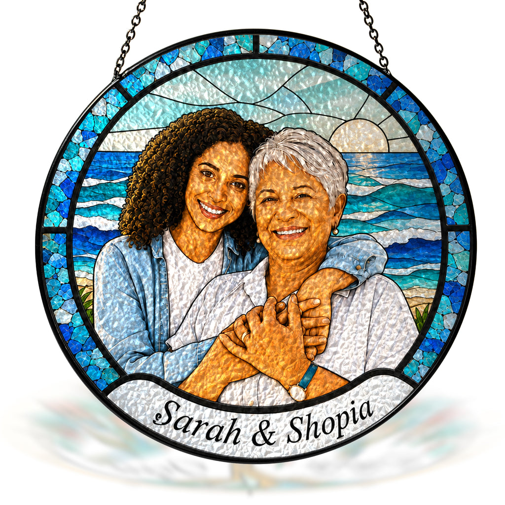 Personalized Ocean Photo Stained Glass Suncatcher