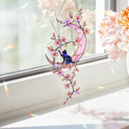 Black Cat & Cherry Blossom Moon Holographic Acrylic Suncatcher