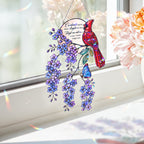 Cardinal & Forget-Me-Not Memorial Moon Holographic Acrylic Suncatcher
