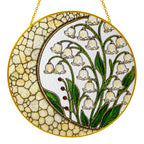 Lily of the Valley Stained Glass Suncatcher – Crescent Moon