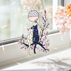 Cat Couple & Cherry Blossom Moon Holographic Acrylic Suncatcher