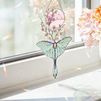 Luna Moth & Cherry Blossom Moon Holographic Acrylic Suncatcher