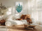 Peacock Canvas Wall Art Teal Blue Green Painting