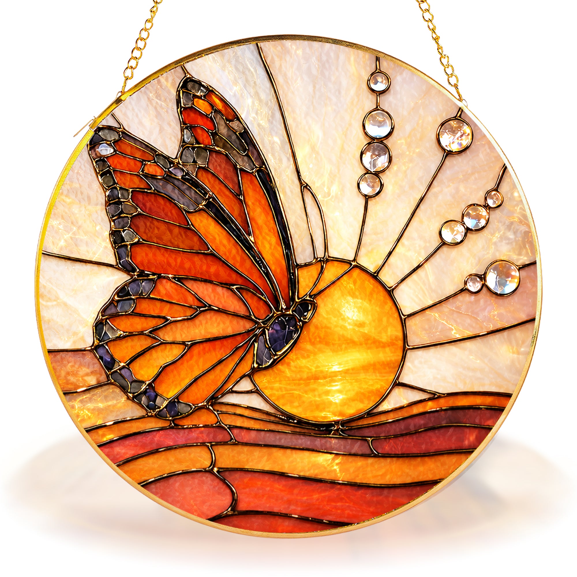 Butterfly Sunrise Stained Glass Suncatcher