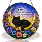 Personalized Cat Memorial Moon Stained Glass Suncatcher