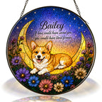 Personalized Dog Memorial Moon Stained Glass Suncatcher