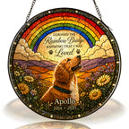 Personalized Rainbow Bridge Dog Memorial Stained Glass Suncatcher