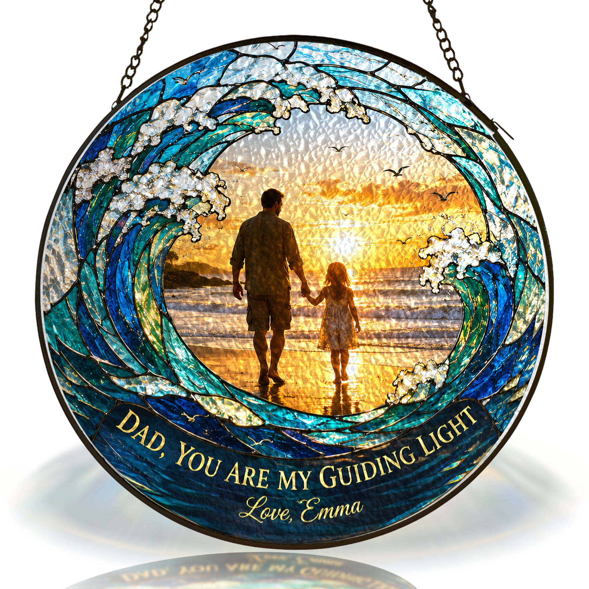 Personalized Dad Suncatcher with Photo - Father's Day Gift from Daughter