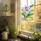 Personalized Pink Lily Flower Holographic Acrylic Suncatcher
