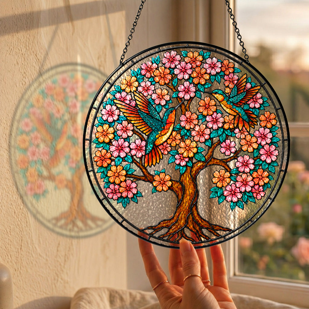 Personalized Hummingbird Tree of Life Memorial Suncatcher