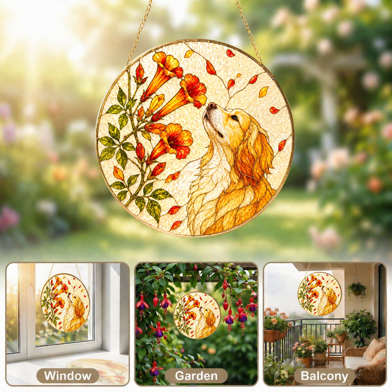 Personalized Dog & Trumpet Suncatcher