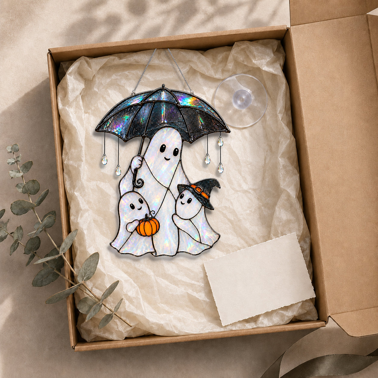 Ghost Family & Umbrella Holographic Acrylic Suncatcher