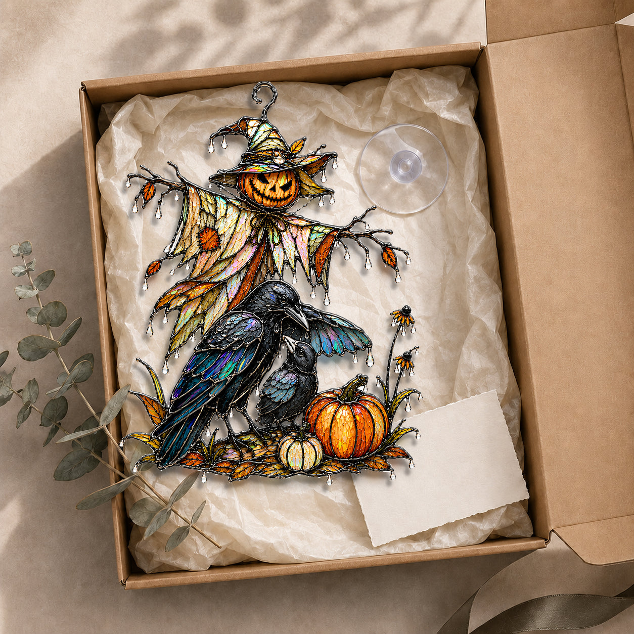 Scarecrow & Crow Holographic Acrylic Suncatcher