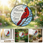 Cardinal Memorial "Your Life Was a Blessing" Stained Glass Suncatcher