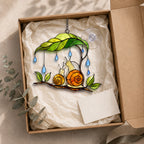 Snail & Leaf Umbrella Holographic Acrylic Suncatcher