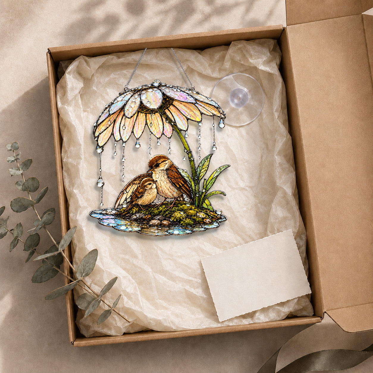 Sparrow & Daisy Umbrella Holographic Acrylic Suncatcher