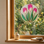 Pink Tulip Stained Glass Suncatcher