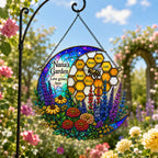Personalized Nana's Garden Bee & Honeycomb Holographic Acrylic Suncatcher