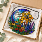 Personalized Nana's Garden Bee & Honeycomb Holographic Acrylic Suncatcher