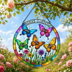 Personalized Nana's Garden Butterfly Holographic Acrylic Suncatcher