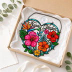 Personalized Nana's Garden Tropical Flower Holographic Acrylic Suncatcher