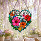Personalized Nana's Garden Tropical Flower Holographic Acrylic Suncatcher