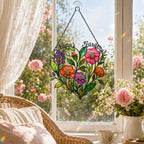 Personalized Nana's Garden Wildflower Heart Holographic Acrylic Suncatcher