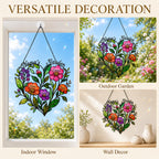 Personalized Nana's Garden Wildflower Heart Holographic Acrylic Suncatcher