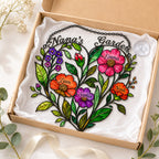 Personalized Nana's Garden Wildflower Heart Holographic Acrylic Suncatcher