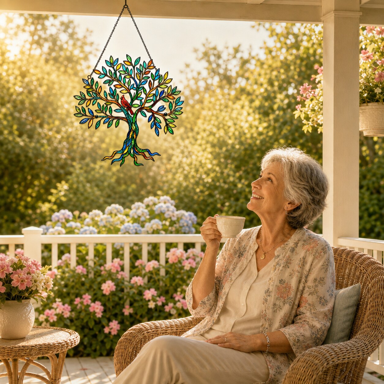 Cardinal Tree of Life Holographic Acrylic Suncatcher