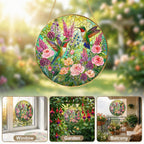 Hummingbird Floral Stained Glass Suncatcher