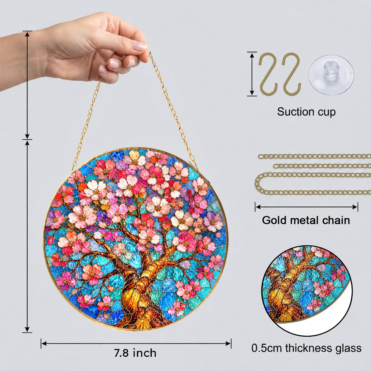Cherry Blossom Stained Glass Suncatcher