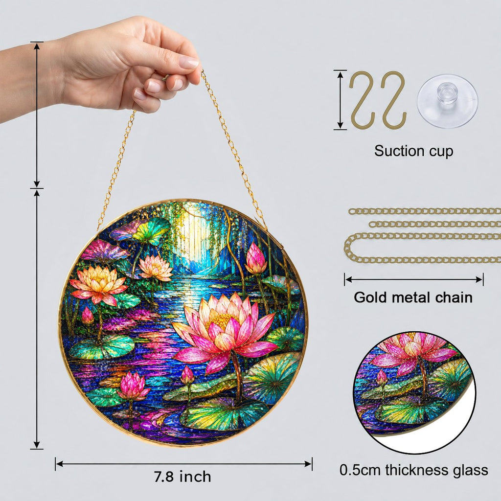 Lotus Flower Stained Glass Suncatcher
