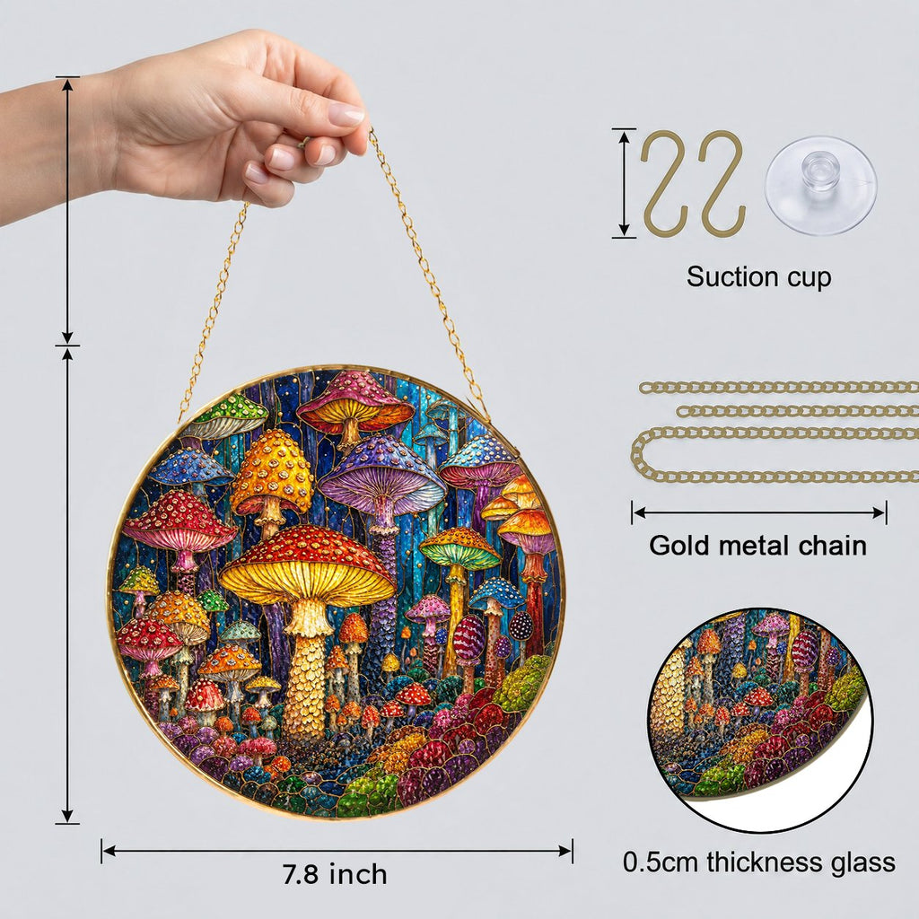 Mushroom Stained Glass Suncatcher