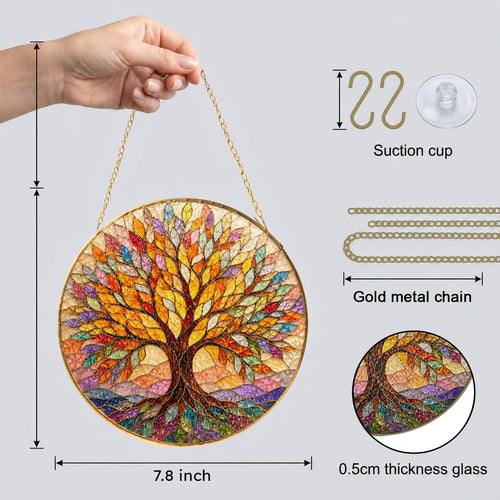 Autumn Tree of Life Stained Glass Suncatcher