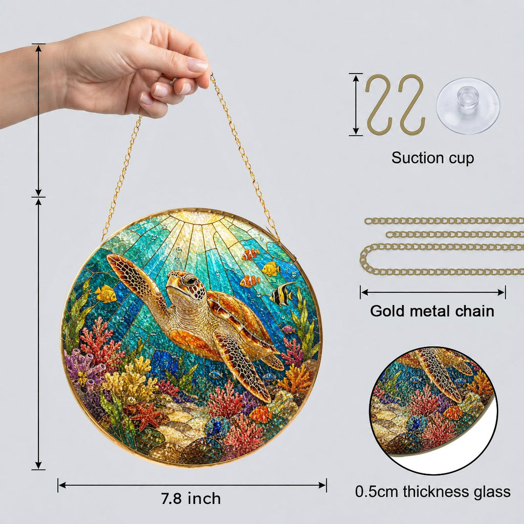 Sea Turtle Stained Glass Suncatcher
