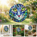 Cat Face Stained Glass Suncatcher
