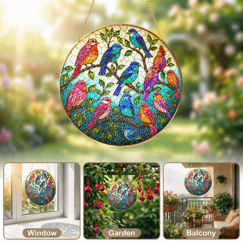 Songbirds Stained Glass Suncatcher