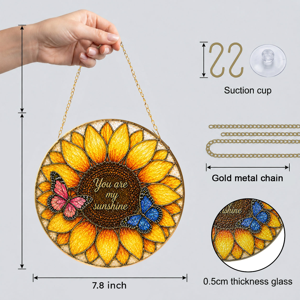 You Are My Sunshine Sunflower Stained Glass Suncatcher