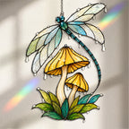 Dragonfly & Mushroom Holographic Acrylic Suncatcher