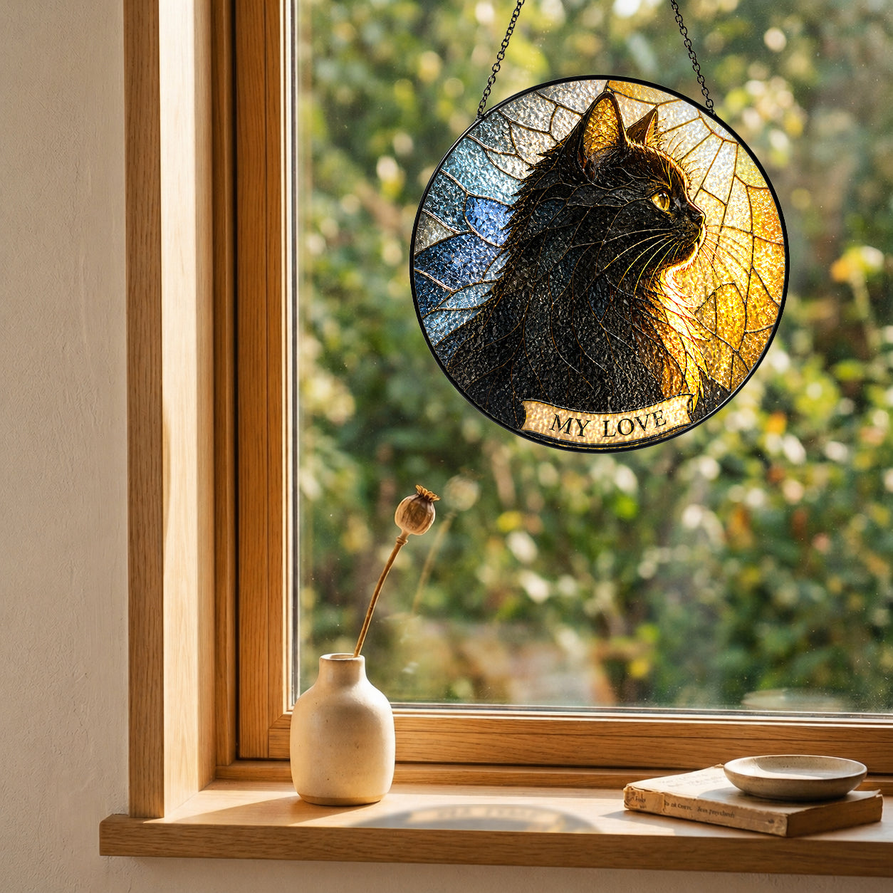 Black Cat Memorial Suncatcher detail